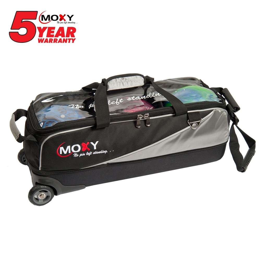 Moxy Slim Triple Roller Bowling Bag- Silver/Black