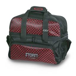 Storm 2 Ball Deluxe Checkered Tote Bowling Bag- Black/Red