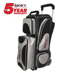 Moxy Deluxe Triple Roller Bowling Bag- Silver/Black