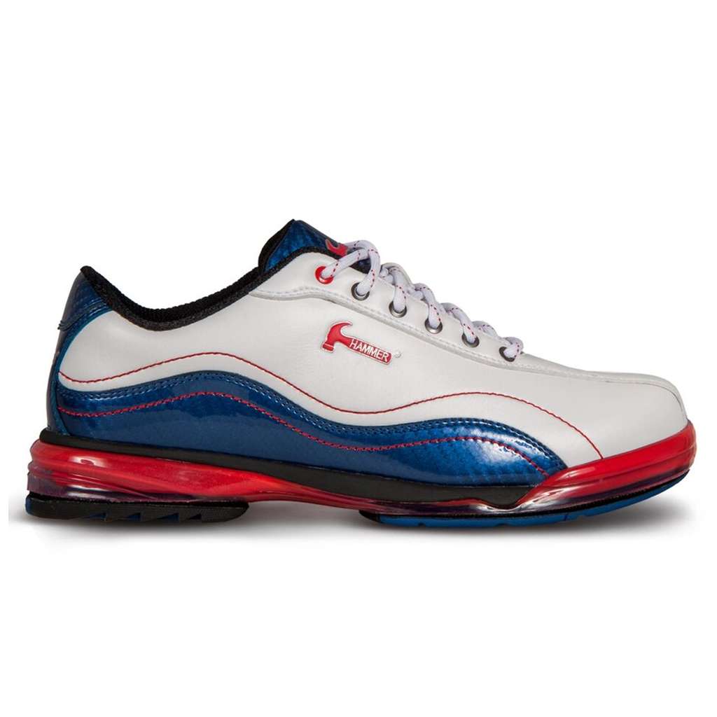red white and blue bowling shoes