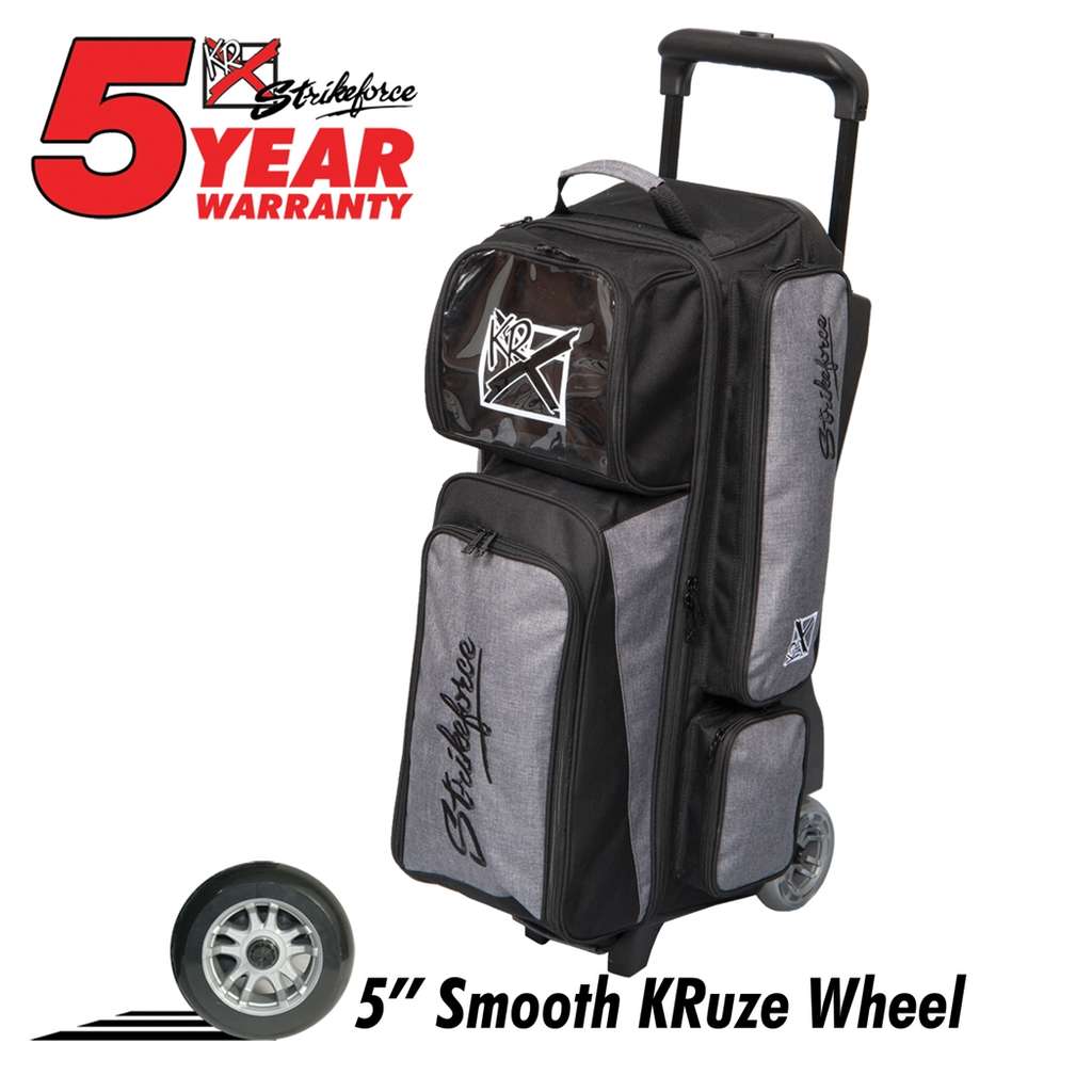 KR Krush 3 Ball Roller Deluxe Bowling Bag- Stone/Black