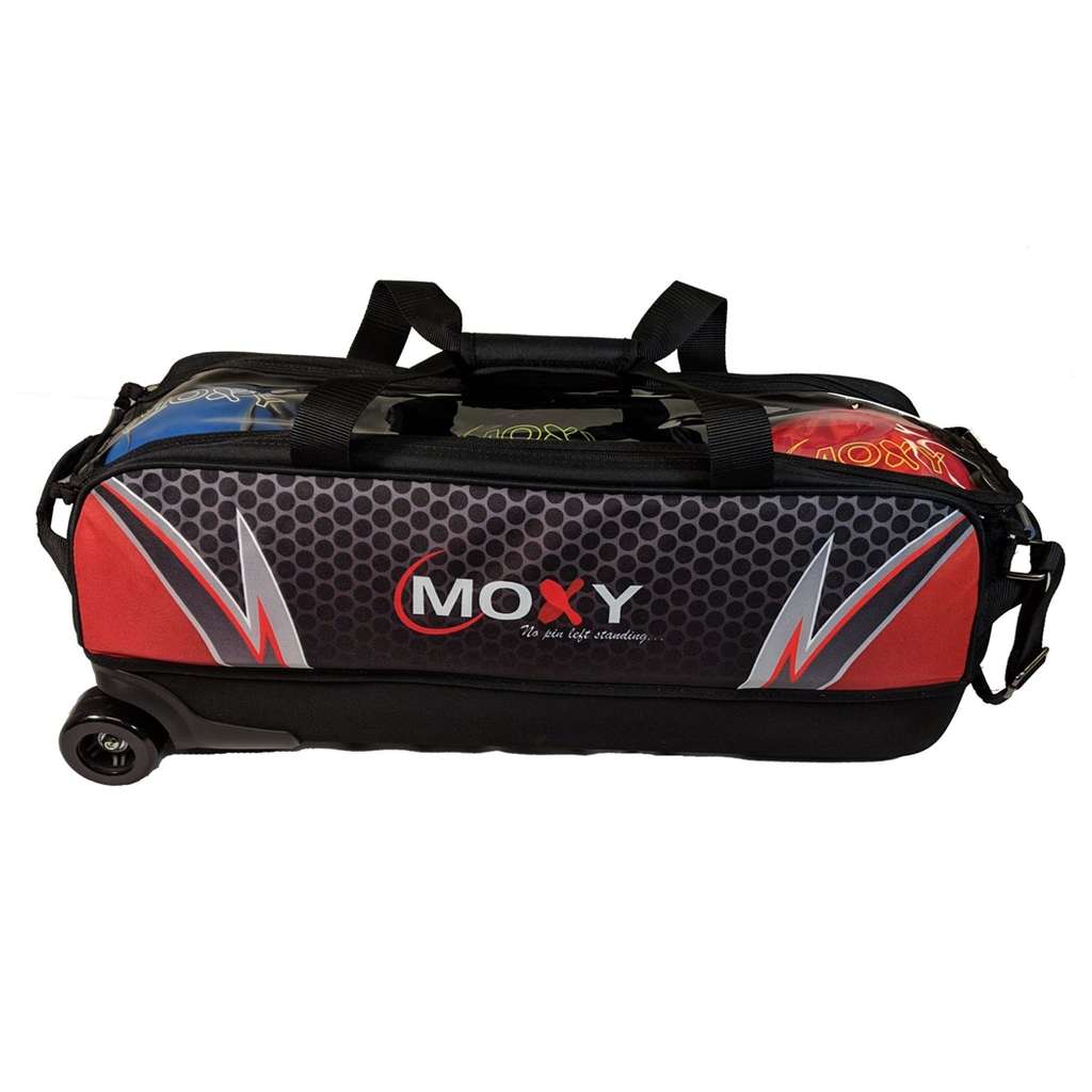 Moxy Dye-Sublimated Slim Triple Bowling Bag- Red/Black/Silver