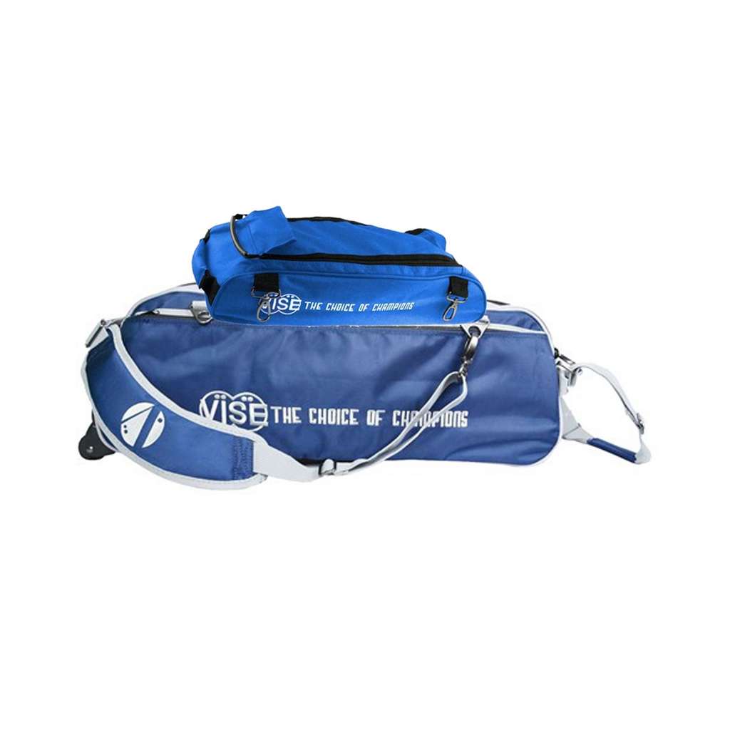 Vise Clear Top 3 Ball Deluxe Roller Bowling Bag- Blue/White