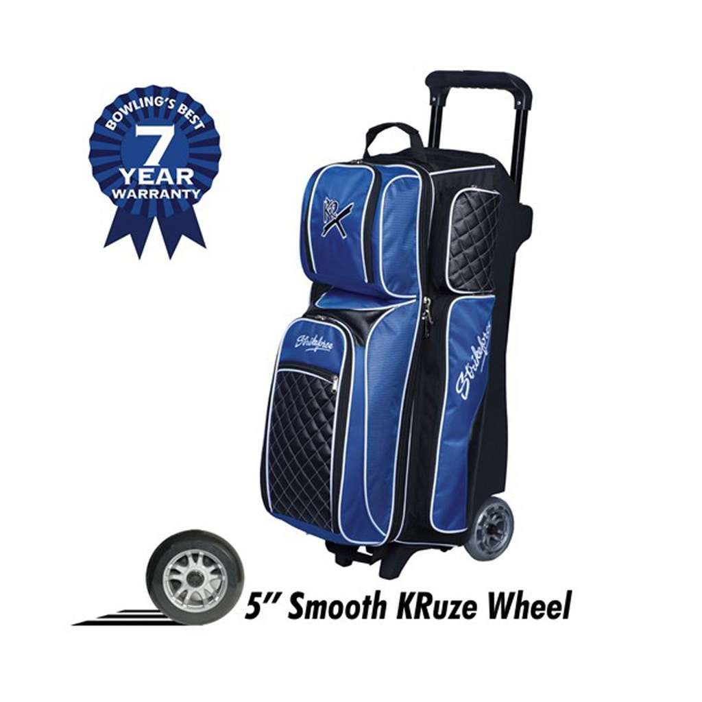 KR Strikeforce Royal Flush Triple Roller Bowling Bag - Royal