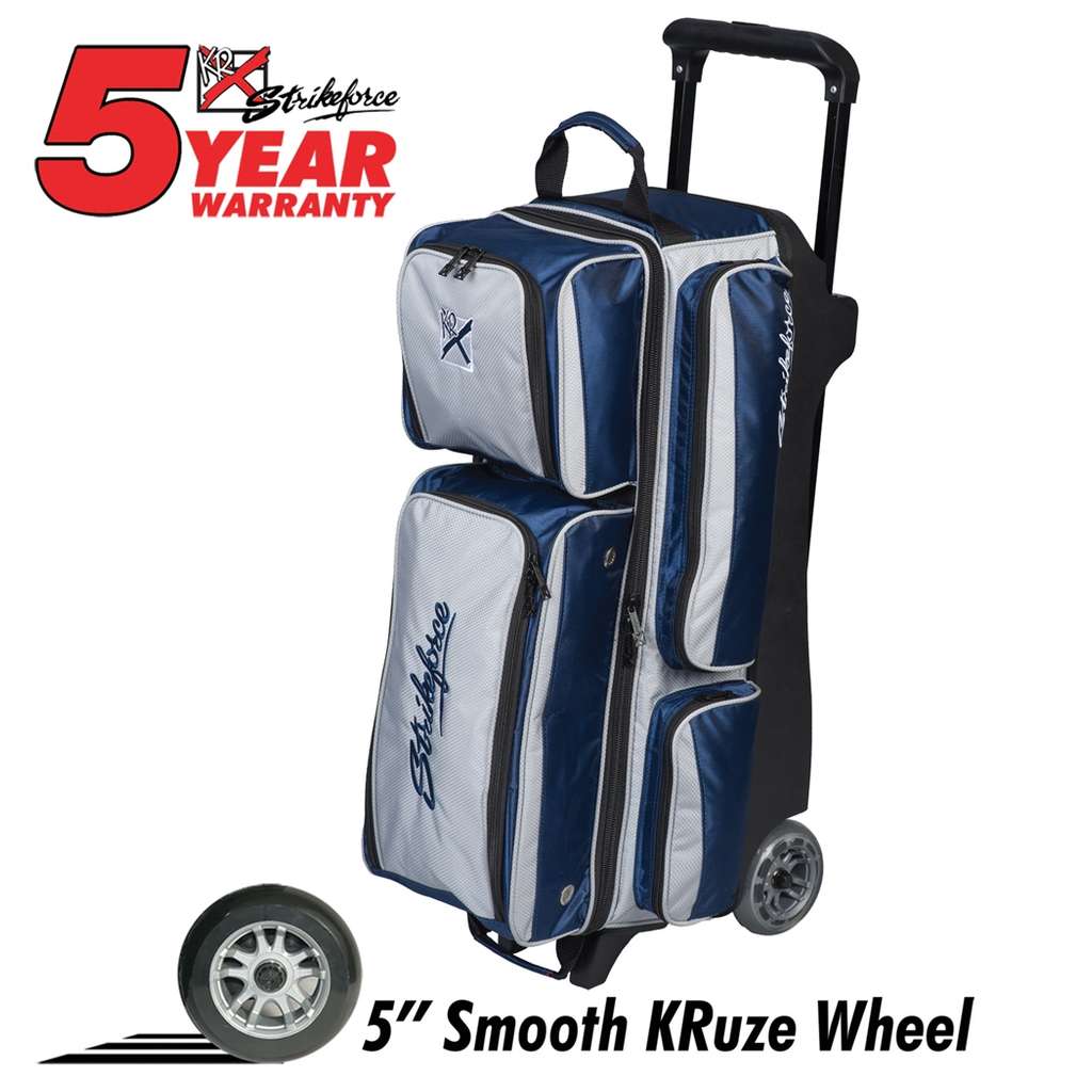 KR Konvoy Triple Roller Bowling Bag- Navy/Silver