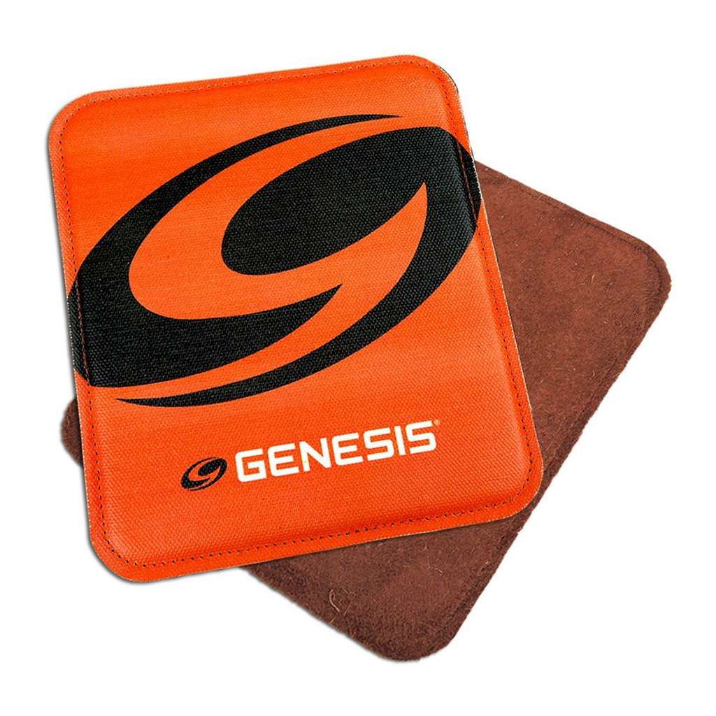 Genesis Pure Pad Grafix Buffalo Leather Bowling Ball Wipe Pad - Orange w/ Logo