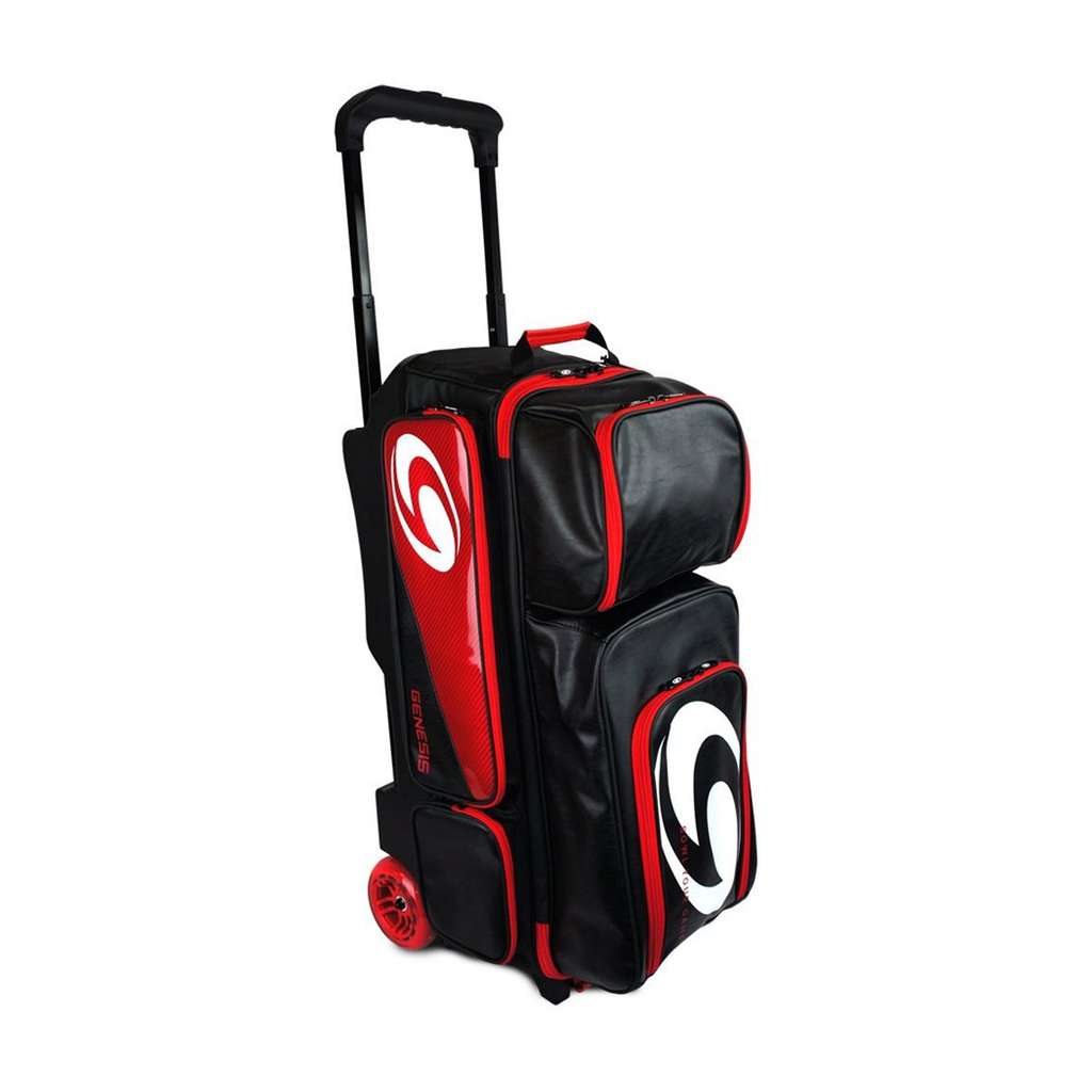 Genesis Carbon Triple Roller Bowling Bag - Black/Red