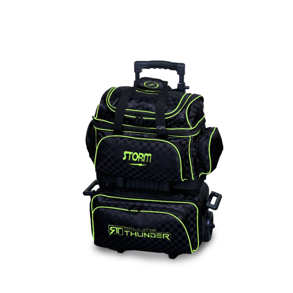 Storm 4 Ball Rolling Thunder Checkered Bowling Bag- Black/Lime