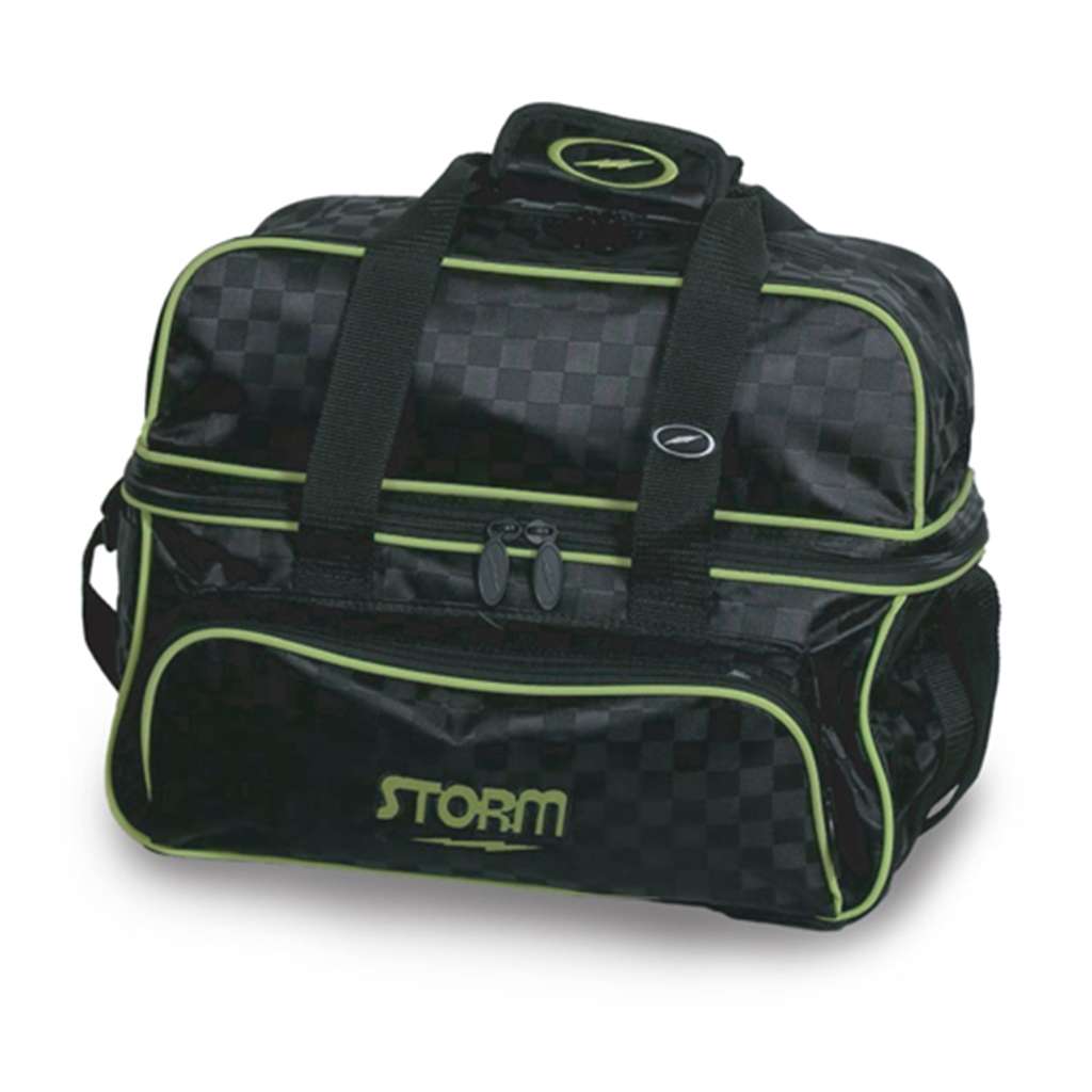 Storm 2 Ball Deluxe Checkered Tote Bowling Bag- Black/Lime