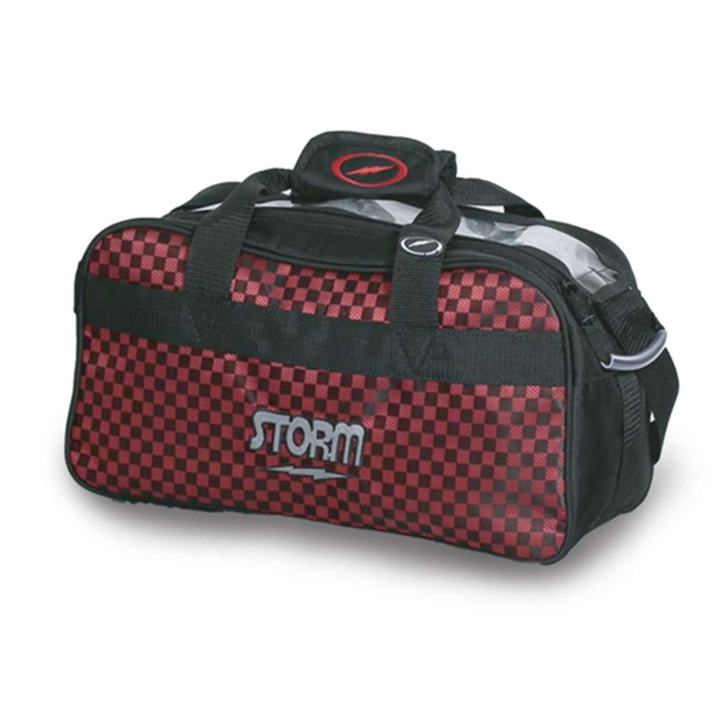 Storm 2 Ball Tote Checkered Bowling Bag- Black/Red