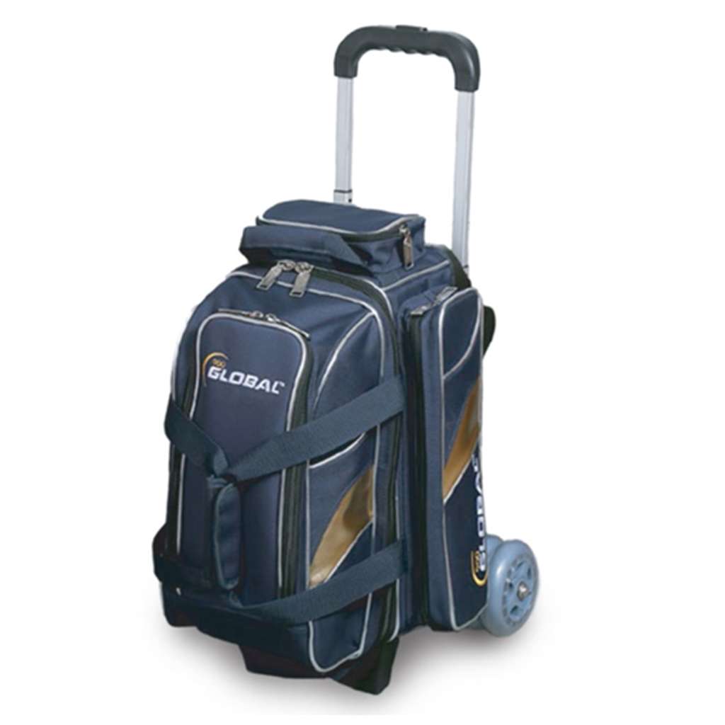 900 Global Deluxe 2 Ball Roller Bowling Bag- Blue/Gold 