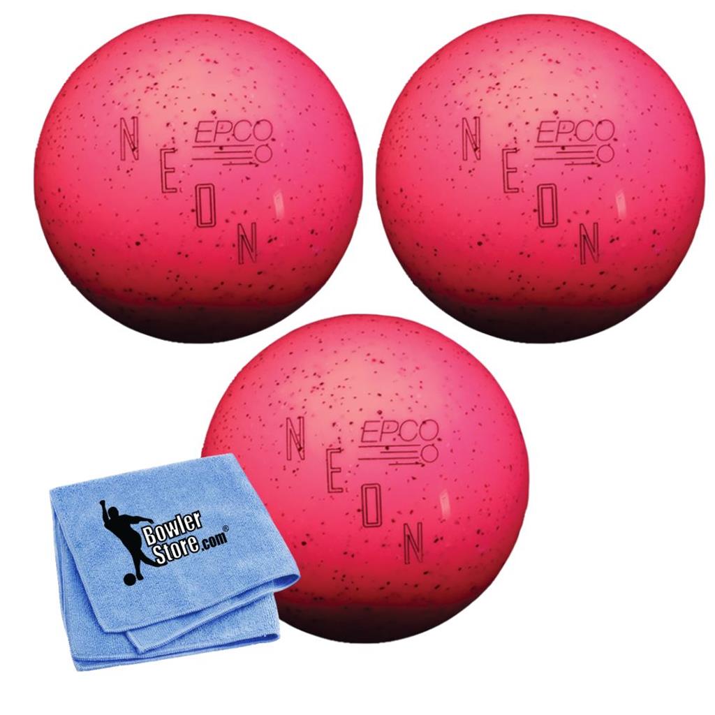 EPCO Duckpin Bowling Balls - Neon Speckled - Magenta (4 7/8 inch- 3lbs. 8 oz.) 3 Balls