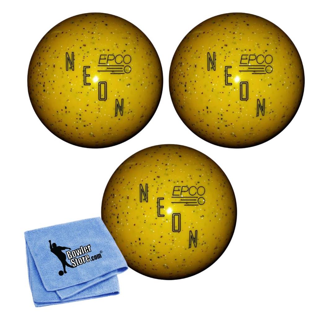 EPCO Duckpin Bowling Balls - Neon Speckled - Yellow (4 3/4 inch- 3lbs. 6 oz.) 3 Balls