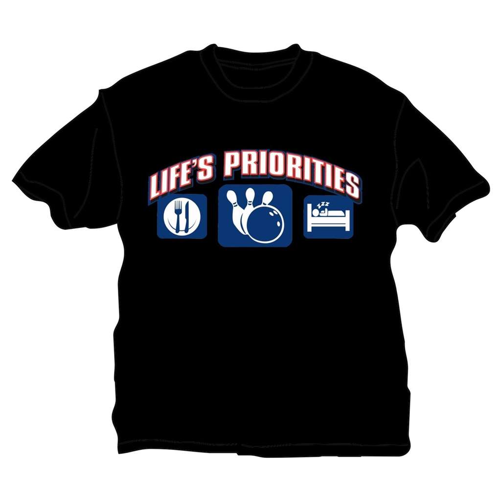 Life Priorities Eat Bowl Sleep T-Shirt- Black